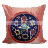 Peach Decorative Pillow With Applique & Mirror Embroidery, Accent Pillows, Couch Sofa Toss thumbnail-4