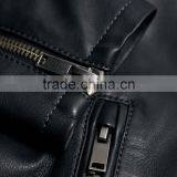 Classic Real Hero Collarless Round Neck Biker Waterproof Leather Men Jacket thumbnail-6