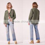 COOL Style GOLD-TONE Rivet Long Sleeves and Shirt Collar Ladies Jacket thumbnail-2