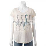 Teen Girl Giraffe Animals Printed O Neck Short Sleeves T Shirt Manufacturing From China thumbnail-1