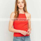 2017 Women's Best Black Ribbed Sleeveless Halter T-back High Neck Cami Tops thumbnail-4