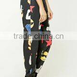 OEM Service Womens Spring Outdoor Elastic Narrow Cuff Canvas Printed Pants Trousers thumbnail-2