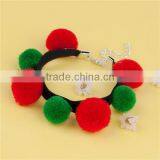 Best Selling Silver Plated Christmas Red & Green Pom Pom Ball Cashmere & Velveteen Bracelets thumbnail-2