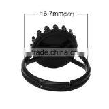 Copper Adjustable Blanks Rings Round Black Cabochon Settings 16.7mm 10 PCs Ring Setting thumbnail-2
