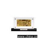 Bahrain Gold Banknote Wooden Base thumbnail-1