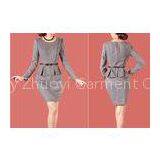 Fashion Ladies Business Suits , Women's Gray Knee Length Peplum Dress thumbnail-1