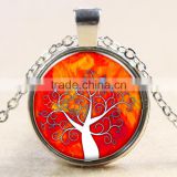 XP-TGN-LT-165 Lady Diy Image Dome Cabochon Colorful Life Tree Charm Time Gem Necklace With Popular Accessories