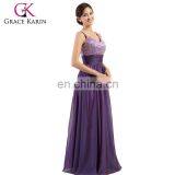 Newest Grace Karin Long Chiffon Beaded Elegant Purple Evening Dresses 2015 CL4104-4 thumbnail-1