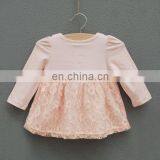 High-grade Baby Girl Children Dress Long Sleeve Lace Dress Patterns Design With Bowknot Baby Clothes Sets thumbnail-2