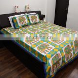 2017 elegant handmade design high quality jaipuri 100% cotton bedsheet