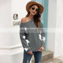 Women's Plus Size Crew Neck Pullover Printed Knit Fall Sweater thumbnail-5