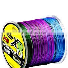 Multi-color Direct Selling Level Fishing Line 8 Strands 8 Braided 300M Strong Polyethylene Line Multifilament PE Braided Line