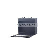 Matte Black Custom Box With Window Hollow Out Package for Gift 3 Bottles Wine Packing Box Ribbon Handle Box for Products thumbnail-2