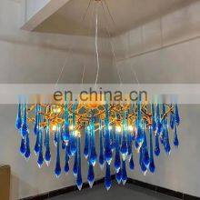 Modern Hanging Lighting Luxury Circle Rings Pendant Light Ceiling Gold LED Crystal Chandelier Luxury Copper Metal Lighting thumbnail-2