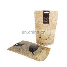 Recyclable Food Packaging Stand up Pouch Laminated Heat Seal Kraft Paper Bag Smell Proof Zipper Doypack With Transparent Window