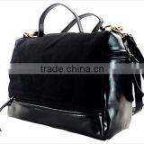 Black Cosmetic Leather Travel Tote Bag With Fur Bag thumbnail-3