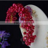 Luxury Red Beads Bridal Wedding Hair Accessory Fashion Hair Band thumbnail-2