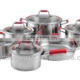 High Quality 12pcs Stainless Steel Straight Shape Kitchenware Set With Silicone Handle for Sale