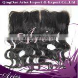 Unprocessed Brazilian Virgin - Center Part 13x4 Lace Frontal Natural Color -14" thumbnail-1