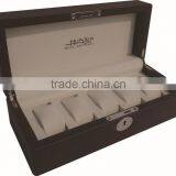 5 Slots PU Leather Wood Watch Case