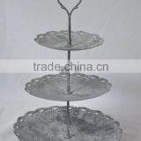 Vintage Chic Gray 3 Tier Metal Cake Stand Cupcake