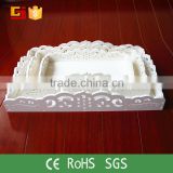 Pastoral style carving white serving tray