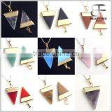 New Trendy Gold Plated Semi-Precious Gemstones Triangular Pyramid Chakra Pendant For Necklace Quality Choice thumbnail-1