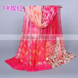 leaf printe flower scarf/scarves chiffon silk spring All-match ladies muslim hijab Muffler shawls