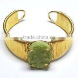 Coloured Green Druzy 925 Vermeil Silver Bracelet, Designer Druzy Semi Precious Bracelet, 925 Sterling Silver Designer Jewelry thumbnail-1
