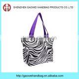 New Style Cheap Zebra Print Travel Customized Cotton Canvas Tote Bag-GW228 thumbnail-1