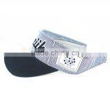 Black And White Stripes Flat Embroidered Visor Cap