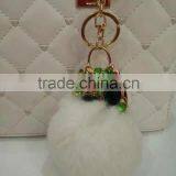 Fur Pompom Maker/fox Fur Ball Keychian/colourful Rabbit Fur Pom Pom Ball for Keyring and Bags thumbnail-6
