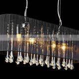 10.10-9 White or Black a Chrome Finish and Long Shaded Crystal Drop Shaded Long Pendant Chandelier