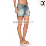 2015 fade distressed whiskered rolled up skinny women jeans shorts JXQ1012