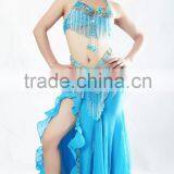 Wuchieal Hot Sexy Nice Ruffle Skirt for Ladies, Only One Side Slit Belly Dance Skirt With Golden Edges Finishing thumbnail-5