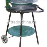 round simple charcoal grill with wheels