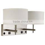Simple Hotel Wall Lamp in Brushed Nickel Finish With Fabric Shade From Zhongshan Kawell Lighting thumbnail-1