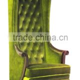 Green fabric antique king throne high back chairs for sale