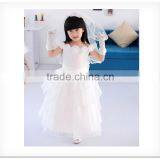 Fancy White Layered A-Line Scalloped Sleeveless Customized Vestidos Girl Dress for Wedding FG004 Flower-girl-dress-patterns thumbnail-5