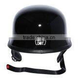 Motorcycle Biker WWII Style DOT Black Leather German Motorcycle HALF Helmet W/Pilot Goggles thumbnail-1