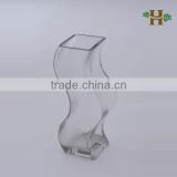 Handmade S shaped glass vase, unique design glassware for Christmas