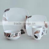 16pcs Square Shape Porcelain Dinnerware Set,pure Porcelain Square Dinner Set,square Shape Dinnerware Set With Decal thumbnail-3