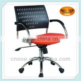 Small swivel office chair red black