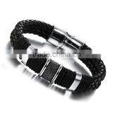 Handmade Genuine Leather Weaved Double Layer Men's Bracelets Casual/Sporty Bicycle Motorcycle Delicate Cool Men Jewelry thumbnail-1