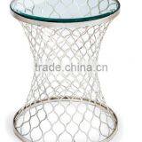CN8014 Modern Golden Mesh Base Design Clear Glass Top Coffee Table and Side Table. thumbnail-4