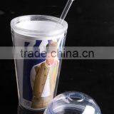 16oz Bpa Free Plastic Reusable Double Wall Tumbler With Dome Lid thumbnail-3