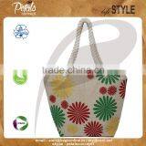 PP Laminated Juco Fabric Beach Bag With Twisted Rope Handle thumbnail-1