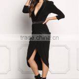 Sexy Black Structured Embossed V Plunge Dress American Girls Without Dresses Photos Names Of Ladies Western Designs HSD5473 thumbnail-4
