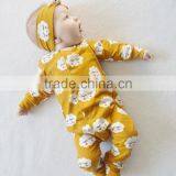 Wholesale Spanish Baby Clothes Smiled Cloud Printed Ginger Colour Icing Rompers thumbnail-1