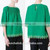 Unique Design Ladies Green Embroidered Blouses Customized thumbnail-6